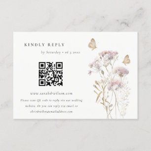 Cartão De Informações Lilac Wildflower Fern Foliage Casamento QR Código