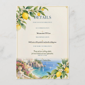 Cartão De Informações Limão de Amalfi | Detalhes do Casamento Azul e Ama