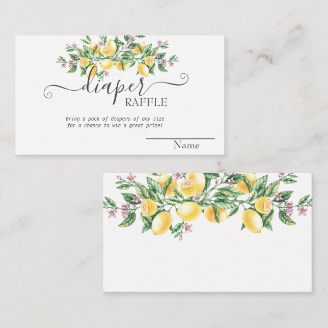 Cartão De Informações Limões de Aquarelas Chá de fraldas de Flores Botân (Frente/Verso)