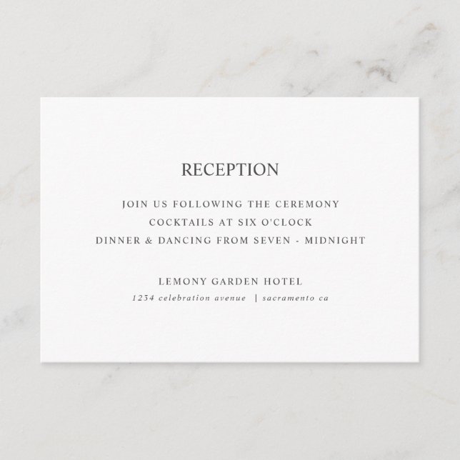 Cartão De Informações Limões e folhas de RECEPÇÃO DE CASAMENTO clássica (Frente)