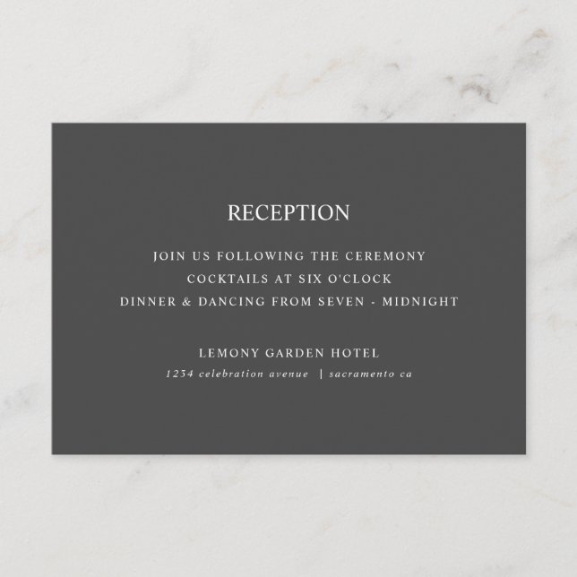 Cartão De Informações Limões e folhas | RECEPÇÃO DE CASAMENTO Cinza escu (Frente)