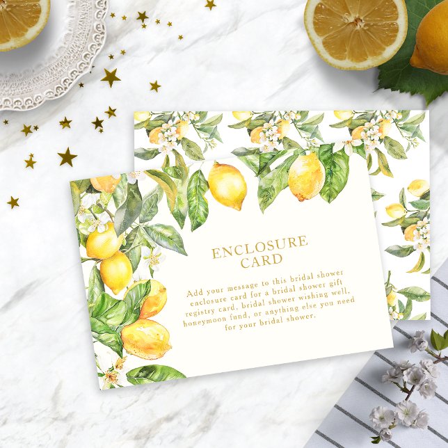 Cartão De Informações Limon Floral Chá de panela (Lemon Floral Bridal Shower Enclosure Card by Painted Paperie
)