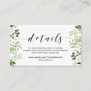 Cartão De Informações Linda e Elegante Folhagem, Preto, Detalhes do Casa