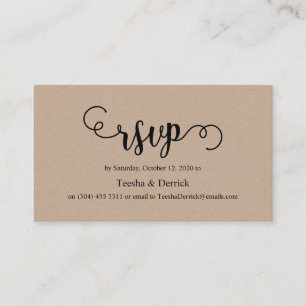 Cartão De Informações Linda e elegante kraft preta, RSVP de Casamento
