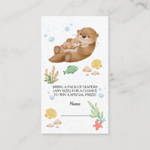 Cartão De Informações Linda Mãe e Bebê de Lontra Marinha em Aquarela