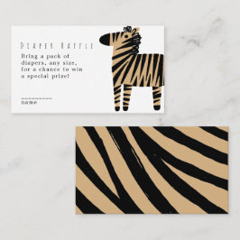 Cartão De Informações Linda Zebra Natural Bege Sorteio de Fraldas para C