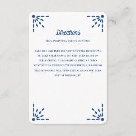 Cartão De Informações Lindas Direções De Casamento Azul Papel Picado