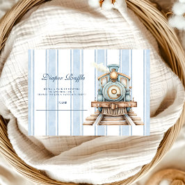 Cartão De Informações Lindo Trem de Aquarela no Chuveiro Sorteio de Fral