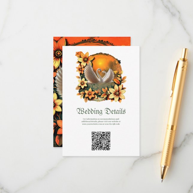 Cartão De Informações Lindos cisnes apaixonados. (Frente/Verso In Situ)