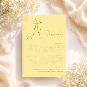 Cartão De Informações Lindos Detalhes de Casamento Amarelo Manteiga Mode