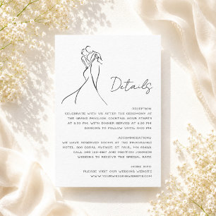 Cartão De Informações Lindos Detalhes de Casamento Modernos Desenhados à