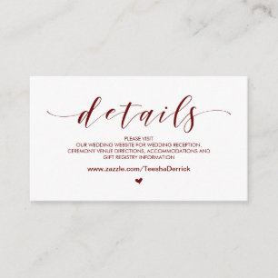 Cartão De Informações Lindos detalhes do site de casamento da Borgonha