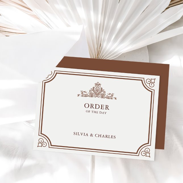 Cartão De Informações Linha do tempo de casamento clássico de Terracotta (Criador carregado)