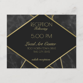 Cartão De Informações Linhas Geométricas Douradas e Recepção de Mármore