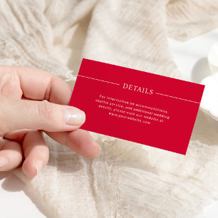 Cartão De Informações Linhas Modernas   Detalhes do Casamento Vermelho C