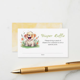 Cartão De Informações Lion Themed Chá de fraldas Fralda Raffle