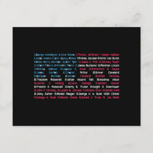 Cartão De Informações Lista 46 presidentes dos EUA que se divertem com o