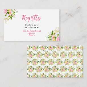 Cartão De Informações Lista de Presentes de Casamento Floral Amarelo Ros