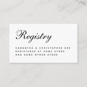 Cartão De Informações Lista de Presentes de Casamento Minimalista Simple