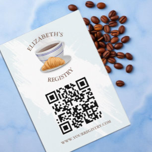 Cartão De Informações Lista de Presentes de Chá de Noiva de Café e Crois