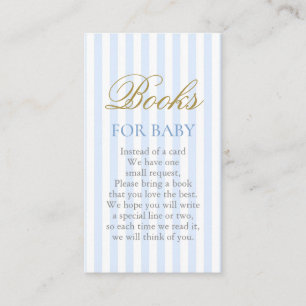 Cartão De Informações Listras Azuis Chás de Bebê Menino Livros para Bebê