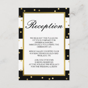 Cartão De Informações Listras Brilhantes   Recepção de Casamento Elegant