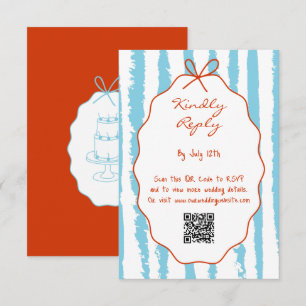 Cartão De Informações Listras Caprichosas Casamento Pintado à Mão