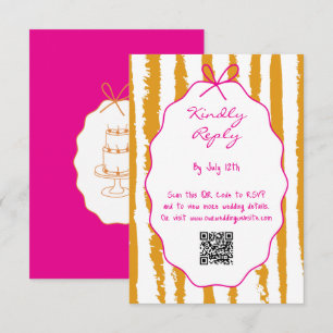 Cartão De Informações Listras Caprichosas Casamento Pintado à Mão