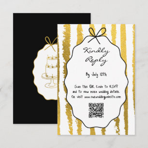 Cartão De Informações Listras Caprichosas Casamento Pintado à Mão Escrit