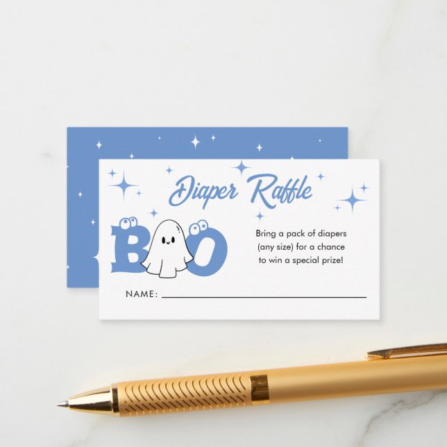 Cartão De Informações Little Boo Halloween Fralda Raffle (Frente/Verso In Situ)