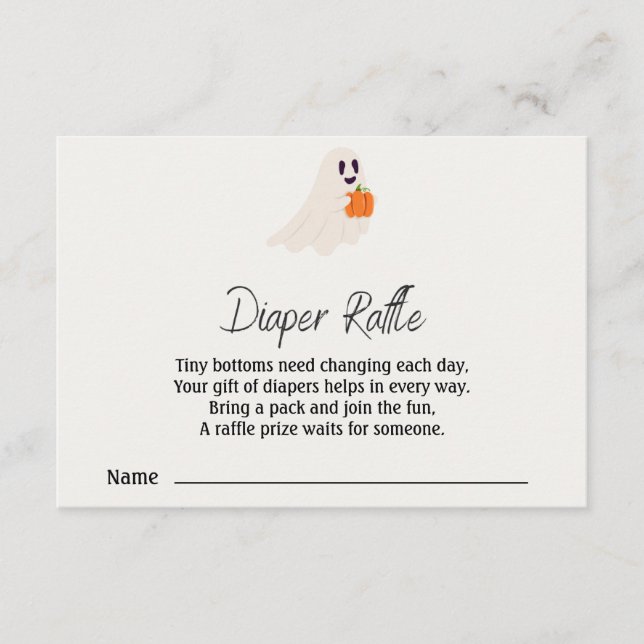 Cartão De Informações  Little Boo Is Almost Due Halloween Baby Shower (Frente)