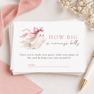 Cartão De Informações Little Boo Pink Bow How Big Is Mommy's Belly Card