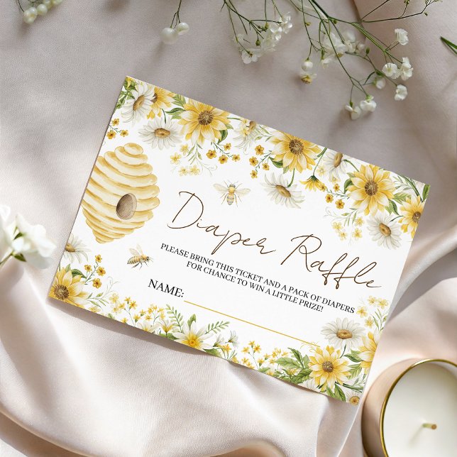 Cartão De Informações Little Honey Bee Floral Diaper Raffle Card (Criador carregado)