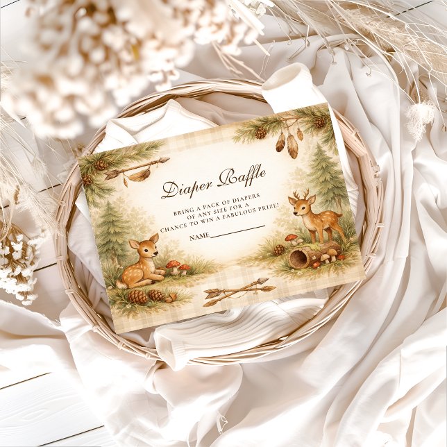 Cartão De Informações Little Hunter Woodland Deer Diapper Raffle (Criador carregado)