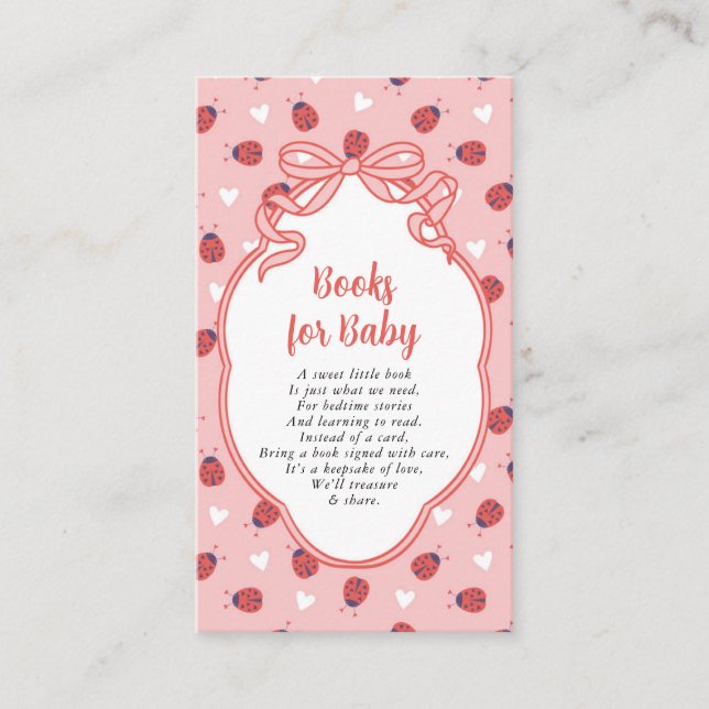 Cartão De Informações Little Lady on the Way Books for Baby (Frente)