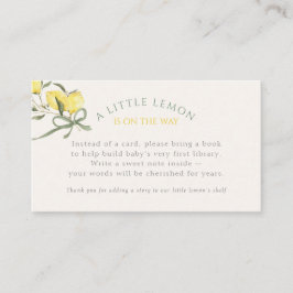 Cartão De Informações Little Lemon Sage Bow Book for a Baby Shower