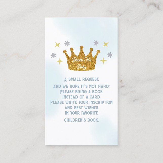 Cartão De Informações Little Prince Boy Baby Shower Books For Baby (Frente)