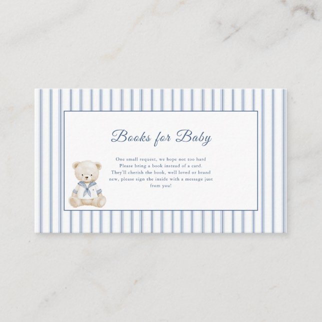 Cartão De Informações Little Sailor Coastal Baby Shower  Enclosure Card (Frente)