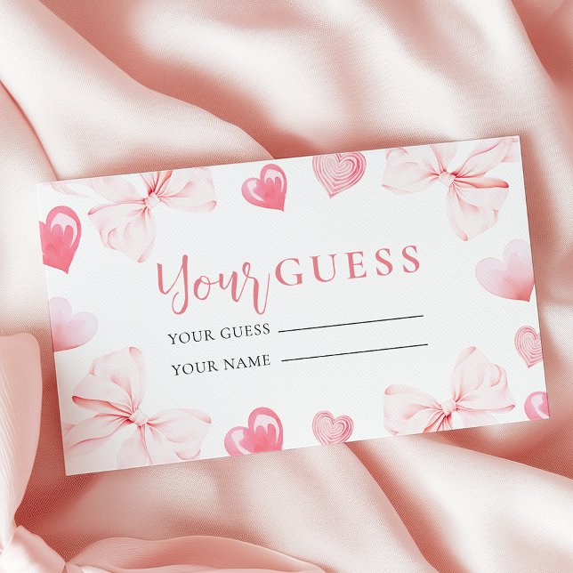 Cartão De Informações Little Sweetheart Answer Card Pink Bow Baby Shower (Criador carregado)