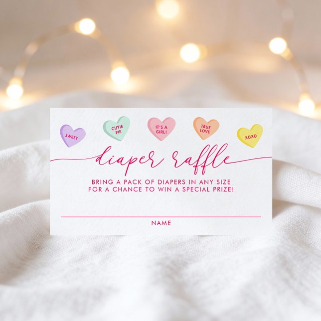 Cartão De Informações Little Sweetheart Candy Hearts Diaper Raffle (Criador carregado)