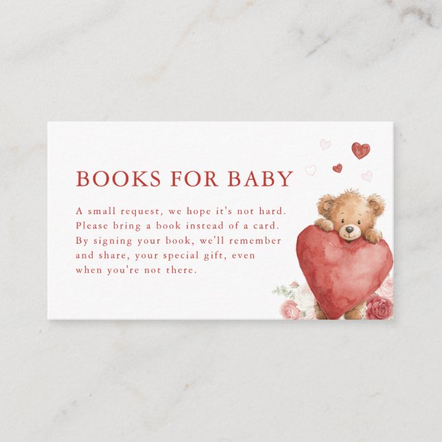 Cartão De Informações Little Sweetheart Valentine Books for Baby Card (Frente)