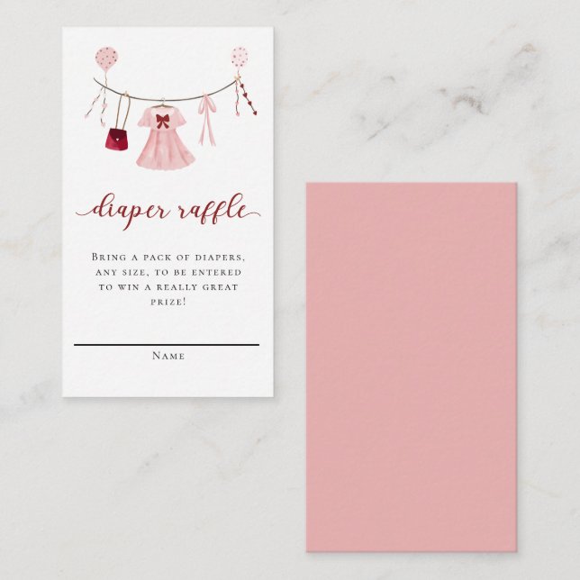 Cartão De Informações Little Swetheart Chá de fraldas Fralda Raffle (Frente/Verso)