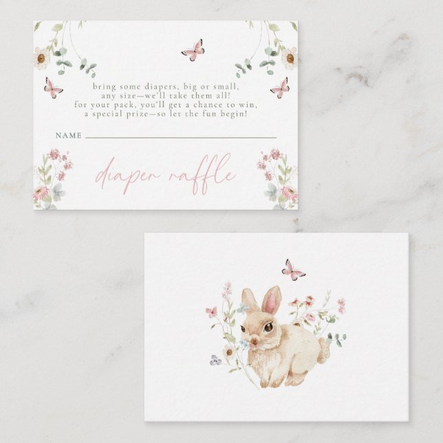 Cartão De Informações Little Wildflower Butterfly Girl Baby Shower (Frente/Verso)