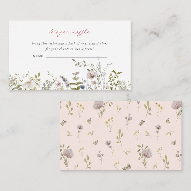Cartão De Informações Little Wildflower | Gabinete de Raffle Fralda (Frente/Verso)