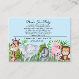 Cartão De Informações Livro Azul De Chás de fraldas Para Bebê De Animais