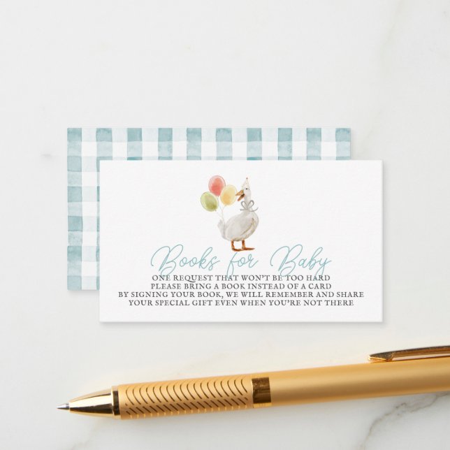 Cartão De Informações Livro Azul Gingham bobo para Bebê (Frente/Verso In Situ)