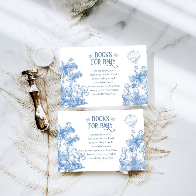 Cartão De Informações Livro Chá Safari Animal Blue Toile Baby Boy (Criador carregado)