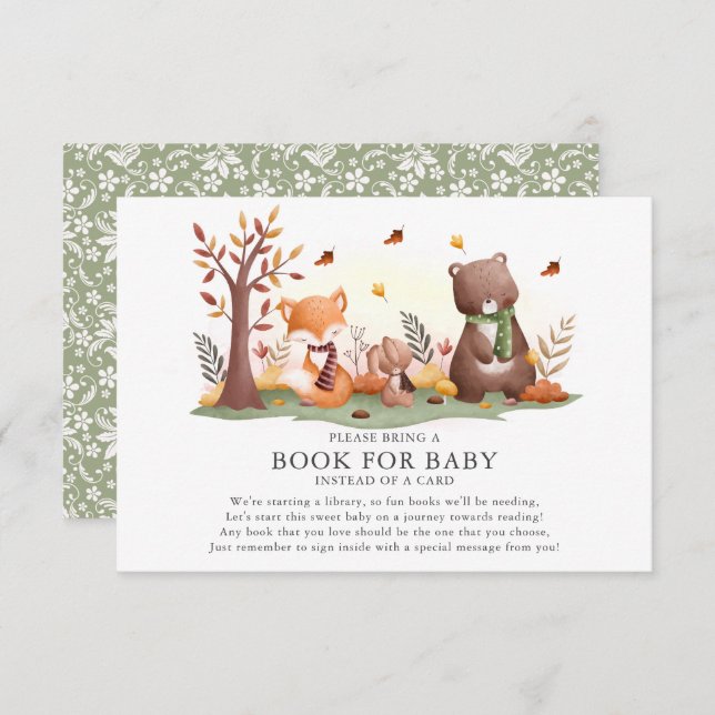 Cartão De Informações Livro de Animais da Floresta para Bebê (Frente/Verso)