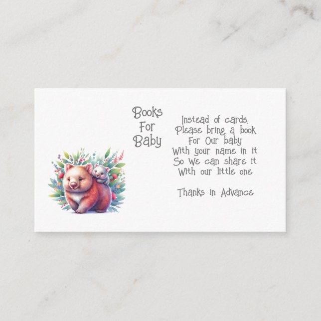 Cartão De Informações Livro de animais para bebês (Frente)