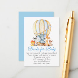 Cartão De Informações Livro De Animais Safari Para Chá De Balão Azul Beb